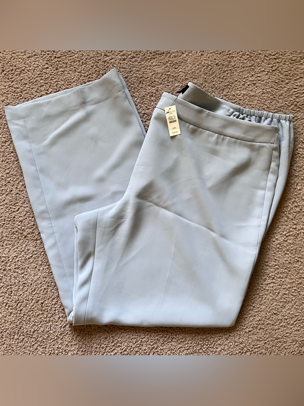 NWT Talbots Woman Light Blue Wide Leg Trousers Size 22W Dress Pants